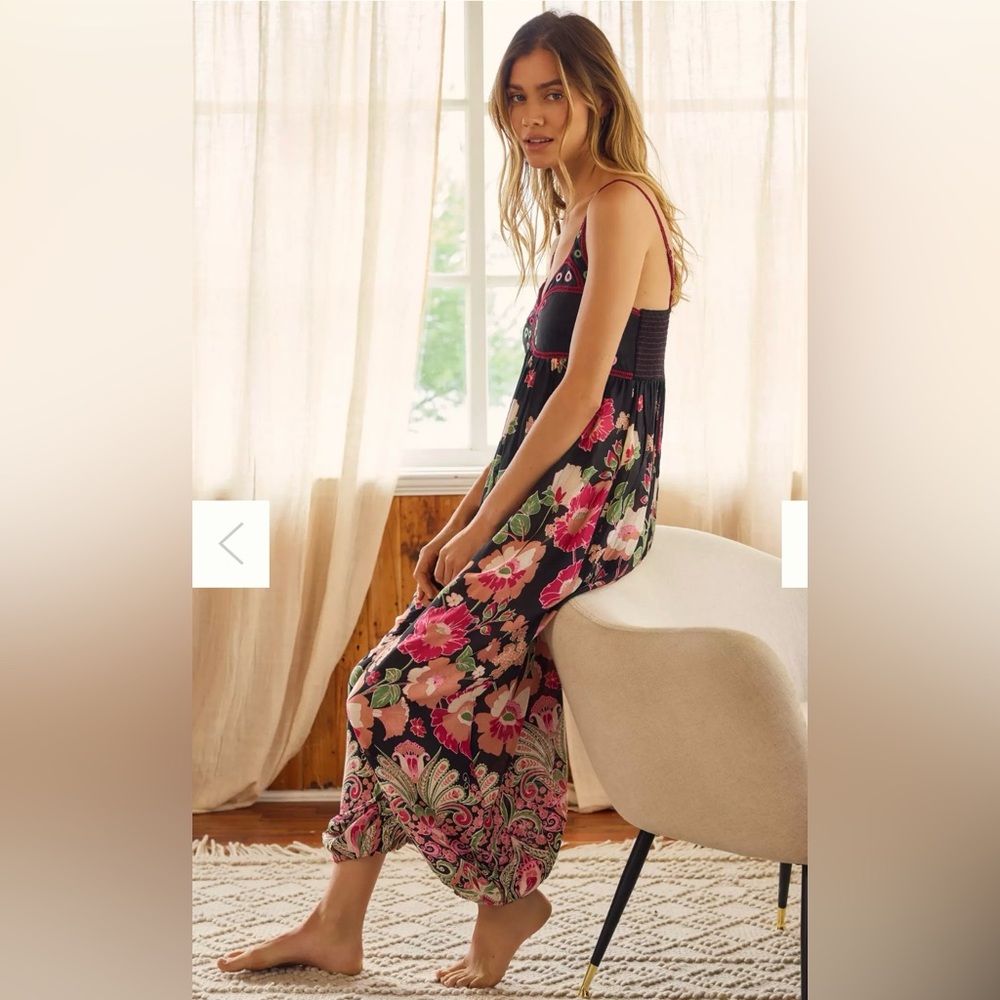 Anthropologie Floral Jumpsuit - Black and Pink - Picture 2 of 12